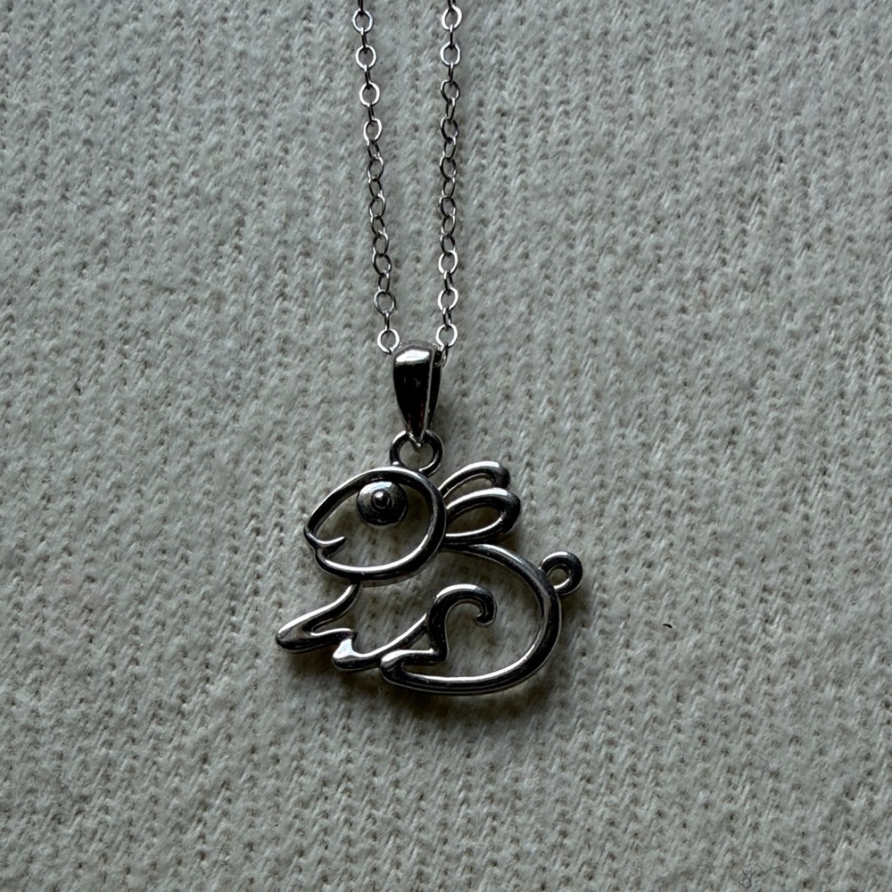 Silver 925 Bunny Pendant Necklace for Kids - Cute Rabbit Jewelry